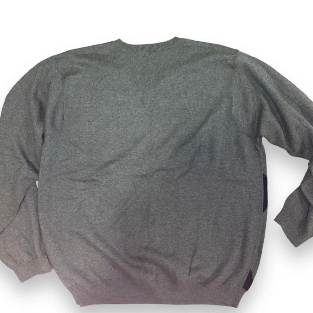 IZOD XL retro uni-sex sweater 100% cotton Grey and navy blue Argyle pattern